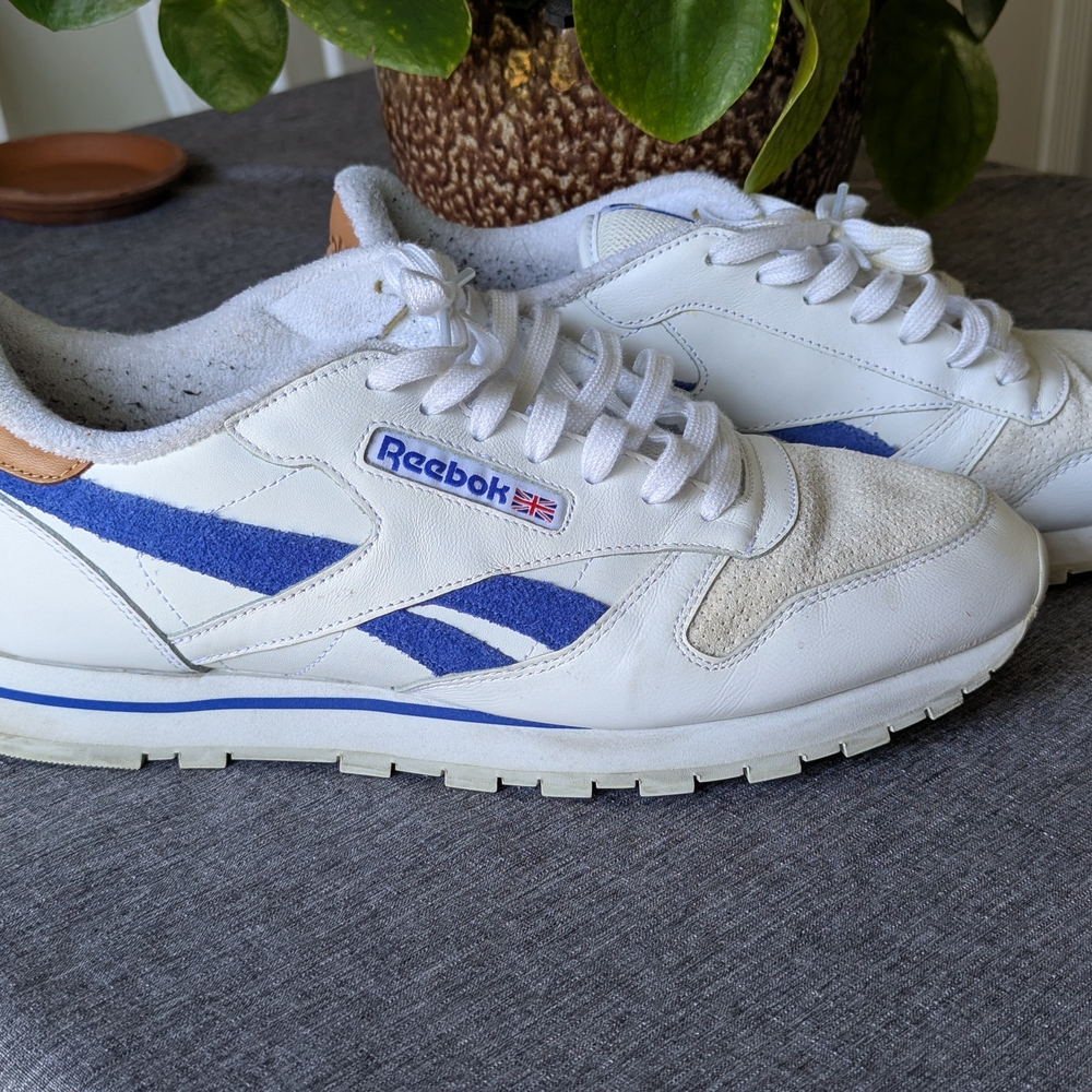 Reebok Men's White and Blue Sneakers